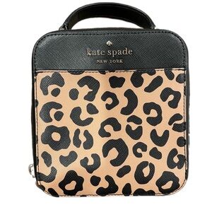 Kate Spade Black and Tan Leopard Cosmetic Case